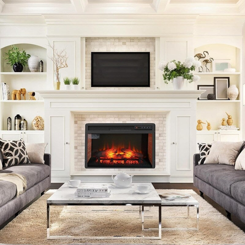 Insert de cheminée électrique avec chauffage réglable, luminosité réglable, minuterie et protection contre la surchauffe, 1400 W, homologué CSA