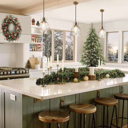 Suspension Elisie, style moderne du milieu du siècle, 1 lumière, verre en cascade, dôme martelé, éclairage pour îlot de cuisine, salle à manger