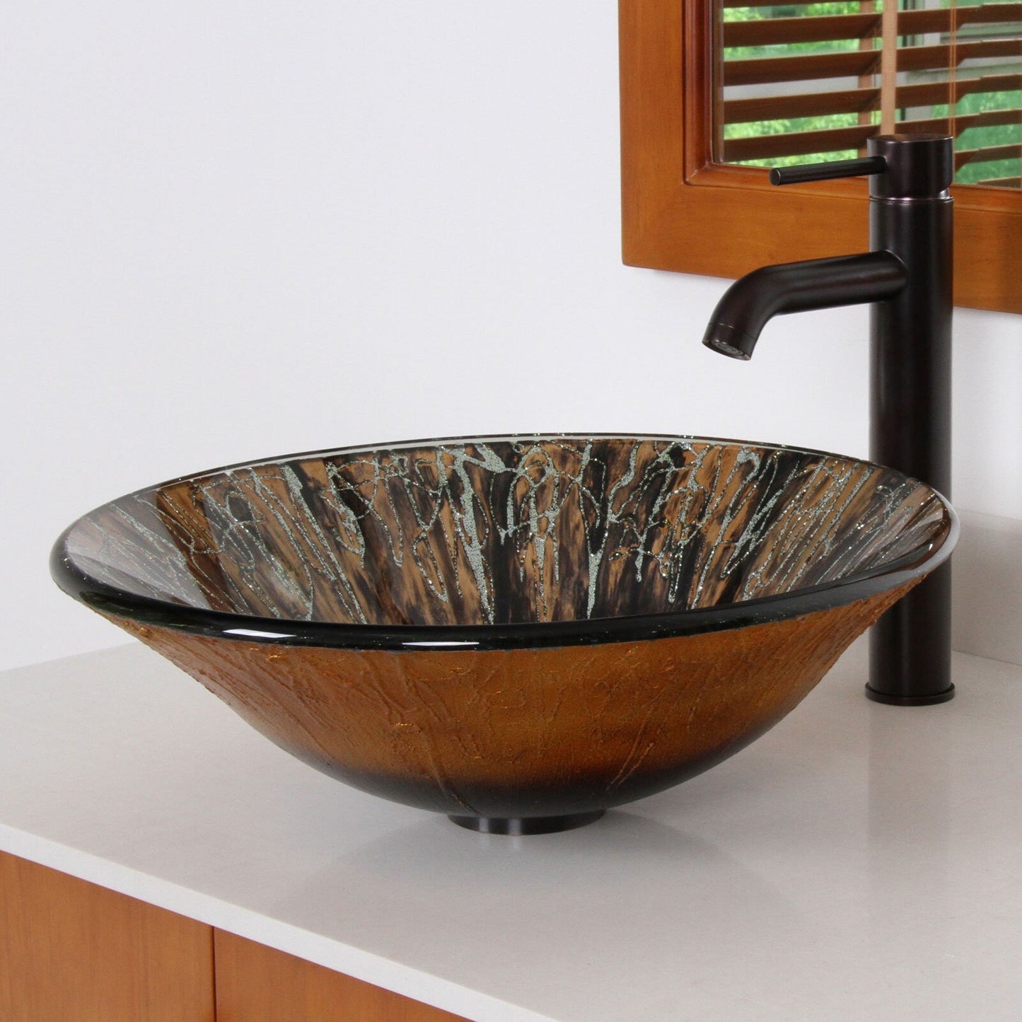 Robinet de lavabo haut à simple levier en bronze huilé Elite et bonde à levier.