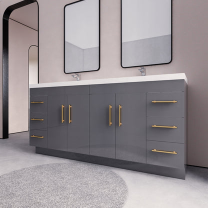 Meuble-lavabo Eliza de 72 pouces à poser au sol avec double lavabo