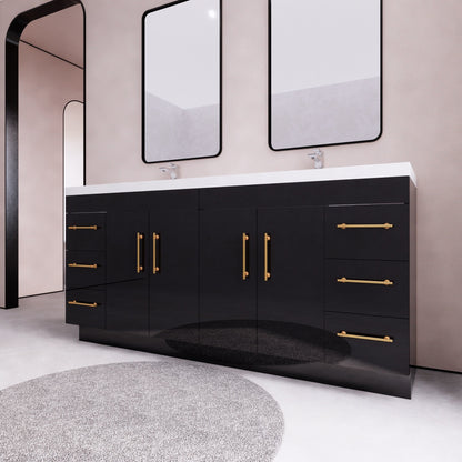 Meuble-lavabo Eliza de 72 pouces à poser au sol avec double lavabo