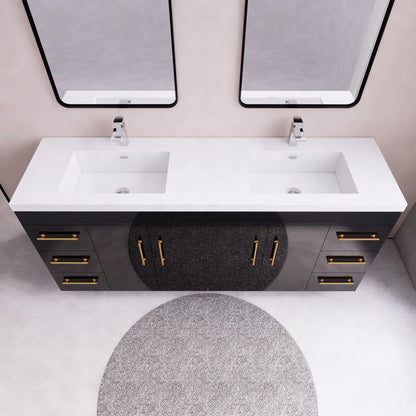 Meuble-lavabo Eliza de 72 pouces à poser au sol avec double lavabo