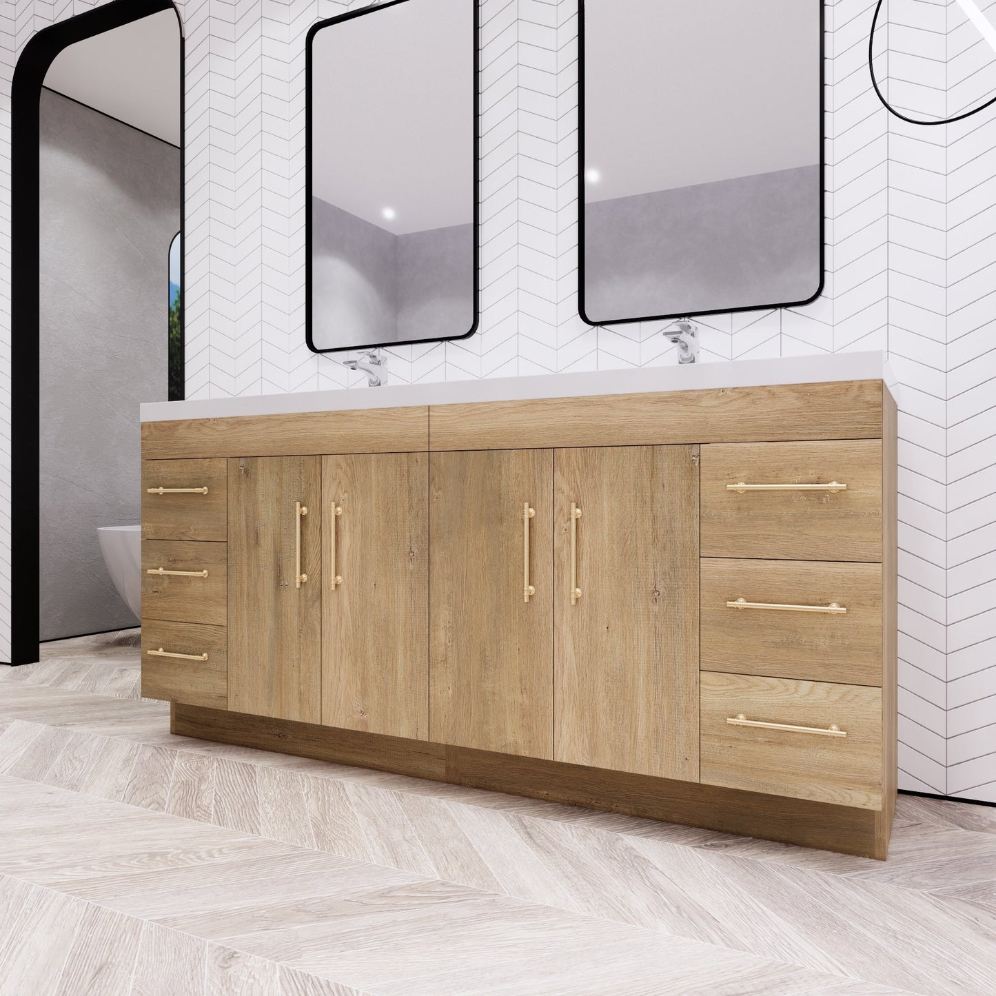 Meuble-lavabo Eliza de 72 pouces à poser au sol avec double lavabo