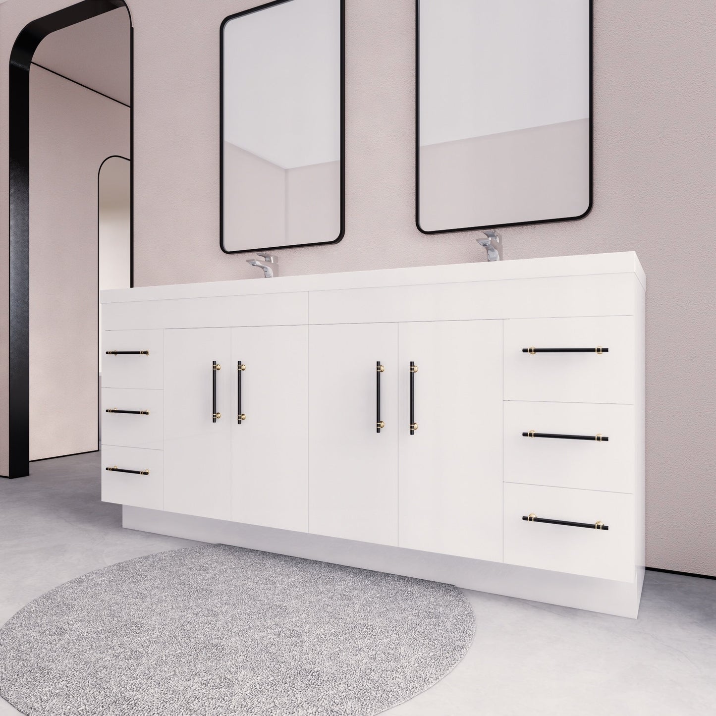 Meuble-lavabo Eliza de 72 pouces à poser au sol avec double lavabo