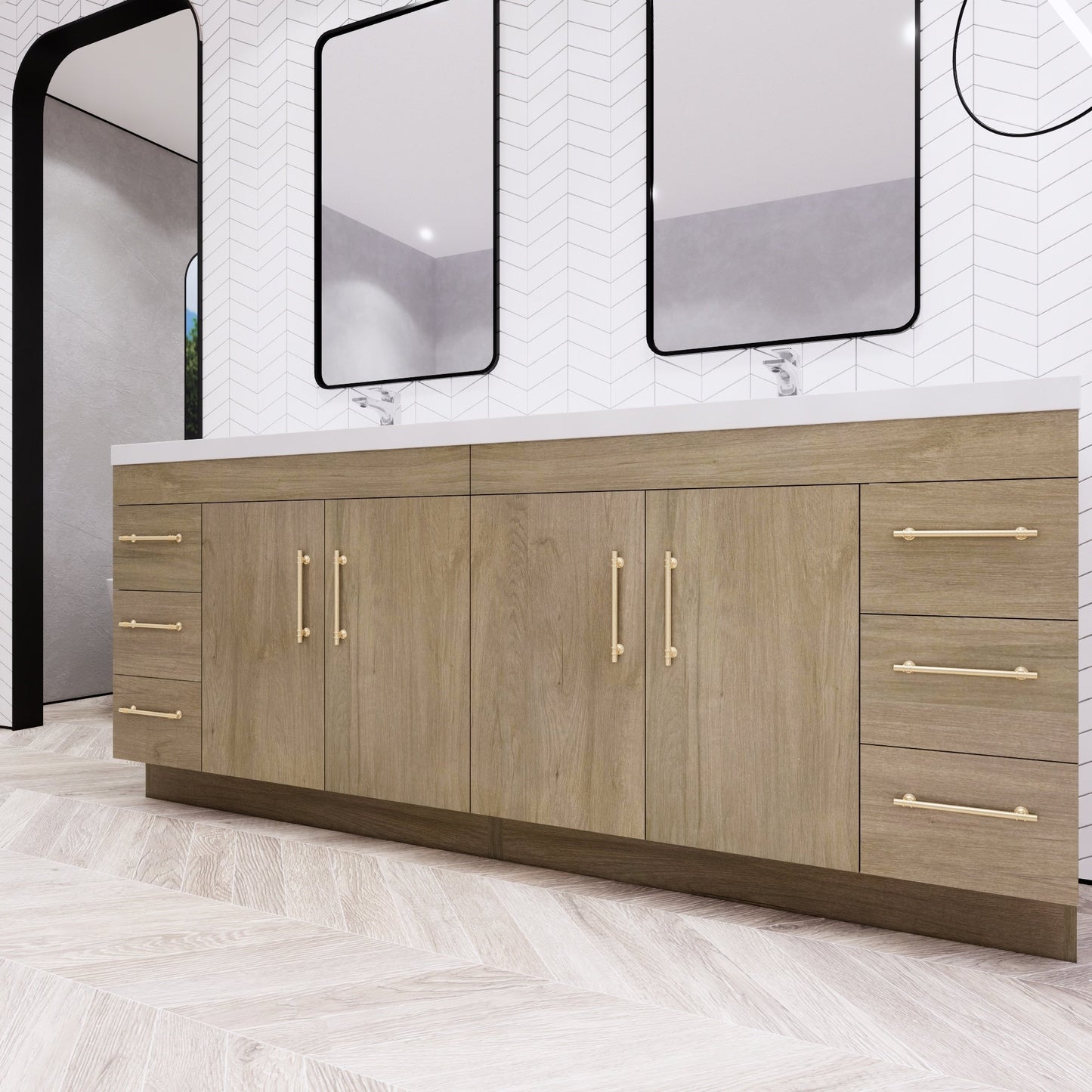 Meuble-lavabo Eliza de 72 pouces à poser au sol avec double lavabo