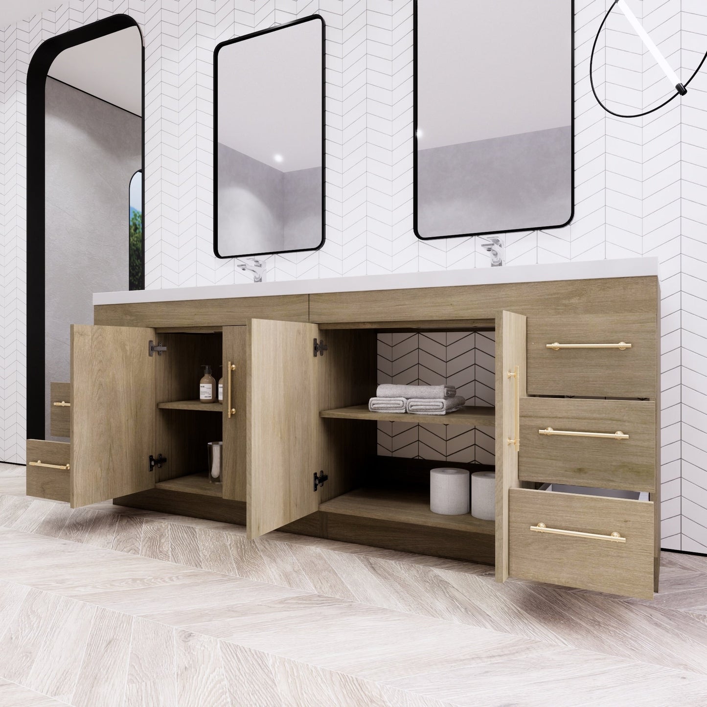 Meuble-lavabo Eliza de 72 pouces à poser au sol avec double lavabo