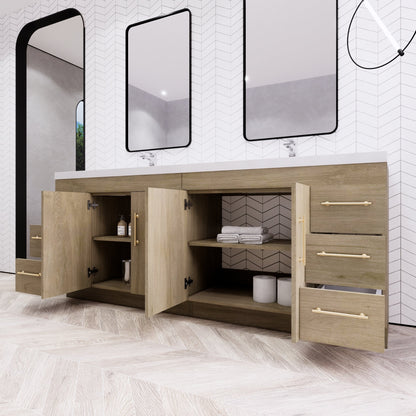 Meuble-lavabo Eliza de 72 pouces à poser au sol avec double lavabo