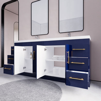 Meuble-lavabo Eliza de 72 pouces à poser au sol avec double lavabo