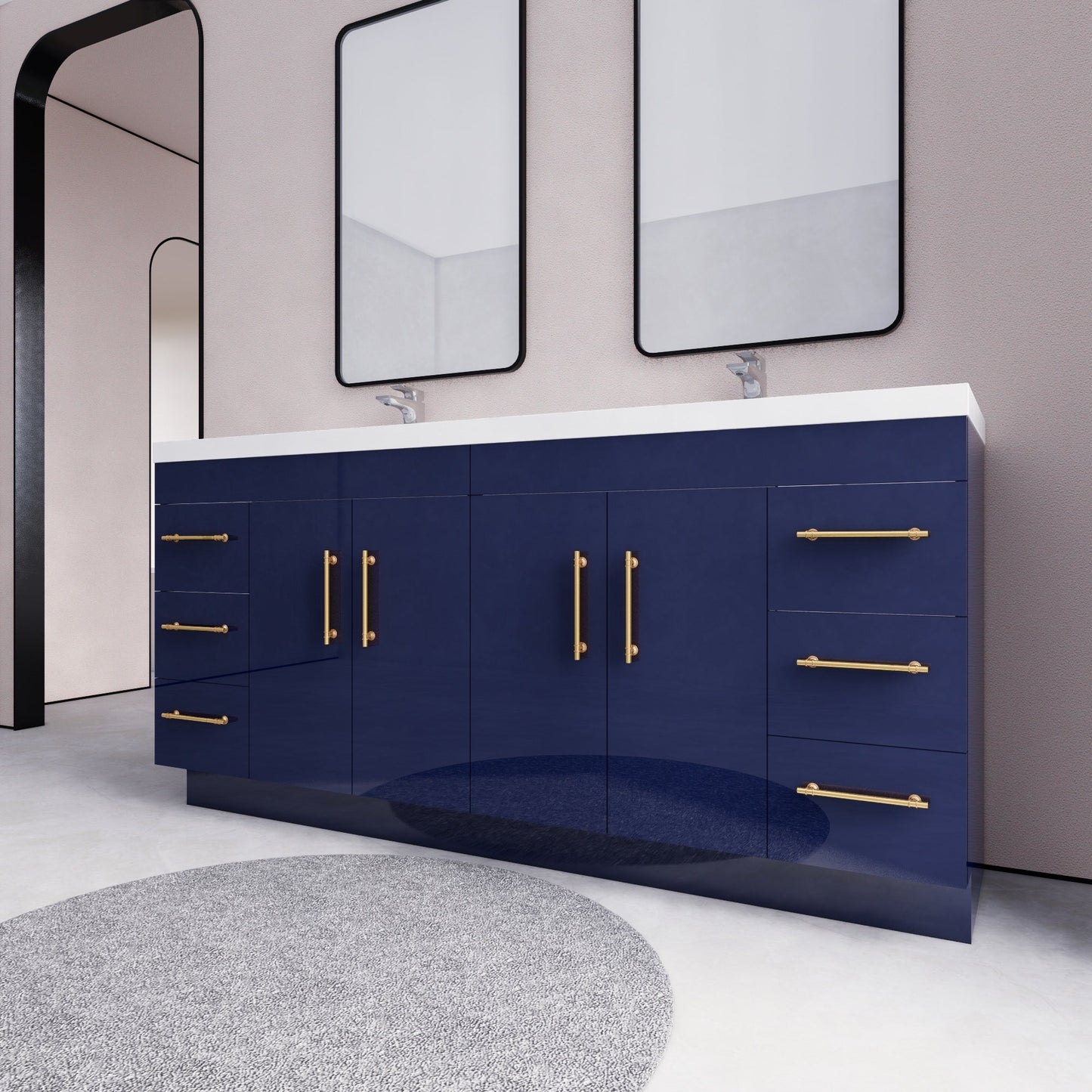 Meuble-lavabo Eliza de 72 pouces à poser au sol avec double lavabo