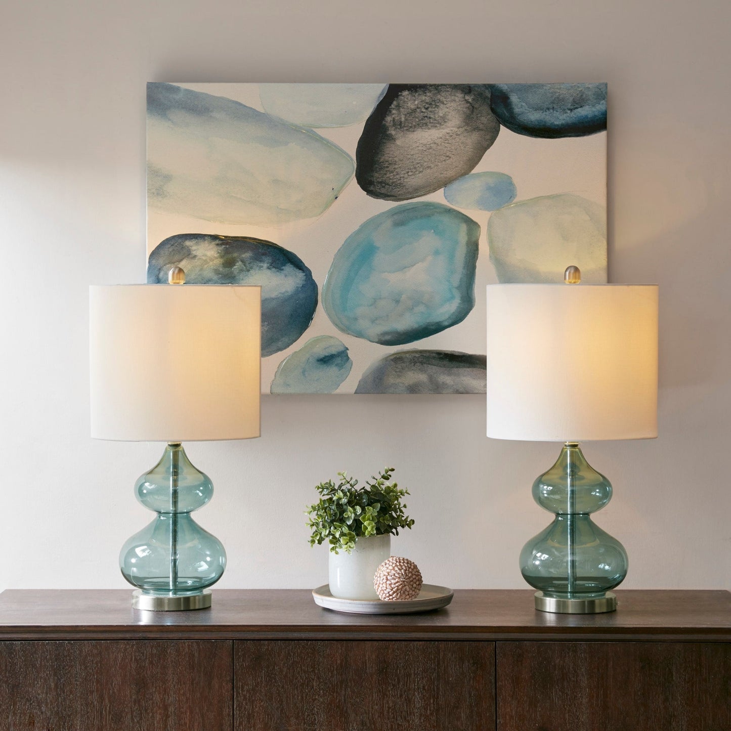 Ellipse Curved Gourd Glass Table Lamp, Set of 2