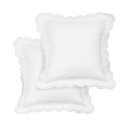 Embroidered Percale Crisp Cotton Double Scallopier Duvet Set and Sham