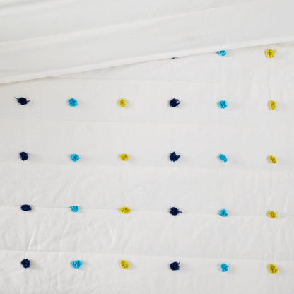 Intelligent Design Kids Ensley Pom Pom Cotton Jacquard Quilt Set with Throw Pillows