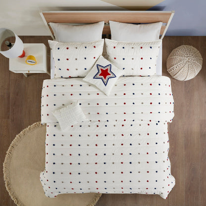 Intelligent Design Kids Ensley Pom Pom Cotton Jacquard Quilt Set with Throw Pillows