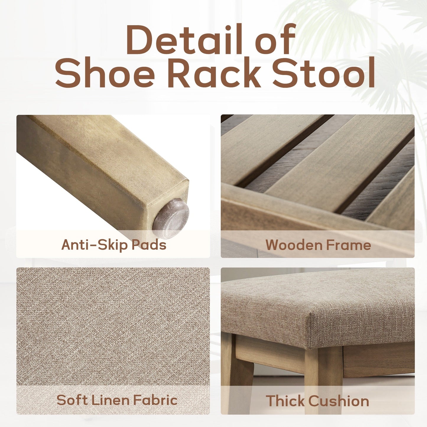 Banc à chaussures d'entrée, banc de rangement, banc rembourré