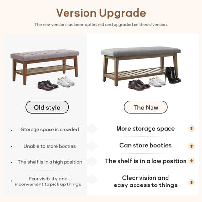 Banc à chaussures d'entrée, banc de rangement, banc rembourré