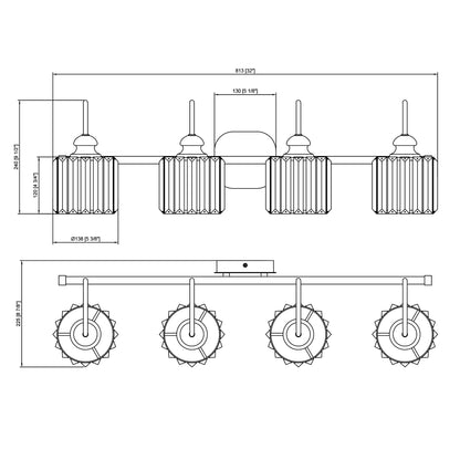 ExBrite Modern Rose Gold 1/2/3/4/5-light Bathroom Dimmable Crystal Vanity Lights Wall Sconces