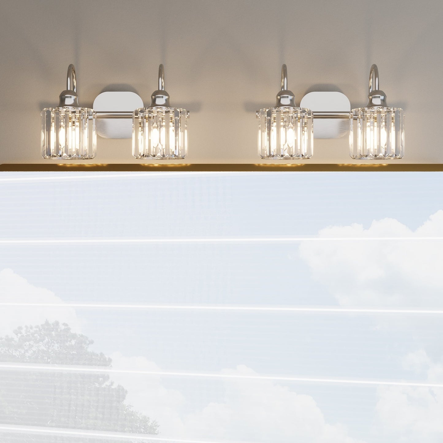 ExBrite Modern Rose Gold 1/2/3/4/5-light Bathroom Dimmable Crystal Vanity Lights Wall Sconces