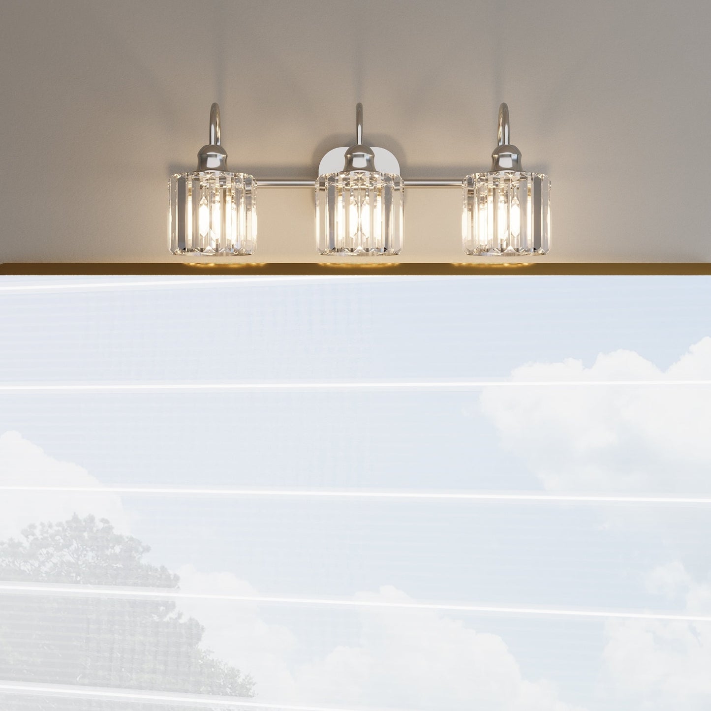 ExBrite Modern Rose Gold 1/2/3/4/5-light Bathroom Dimmable Crystal Vanity Lights Wall Sconces