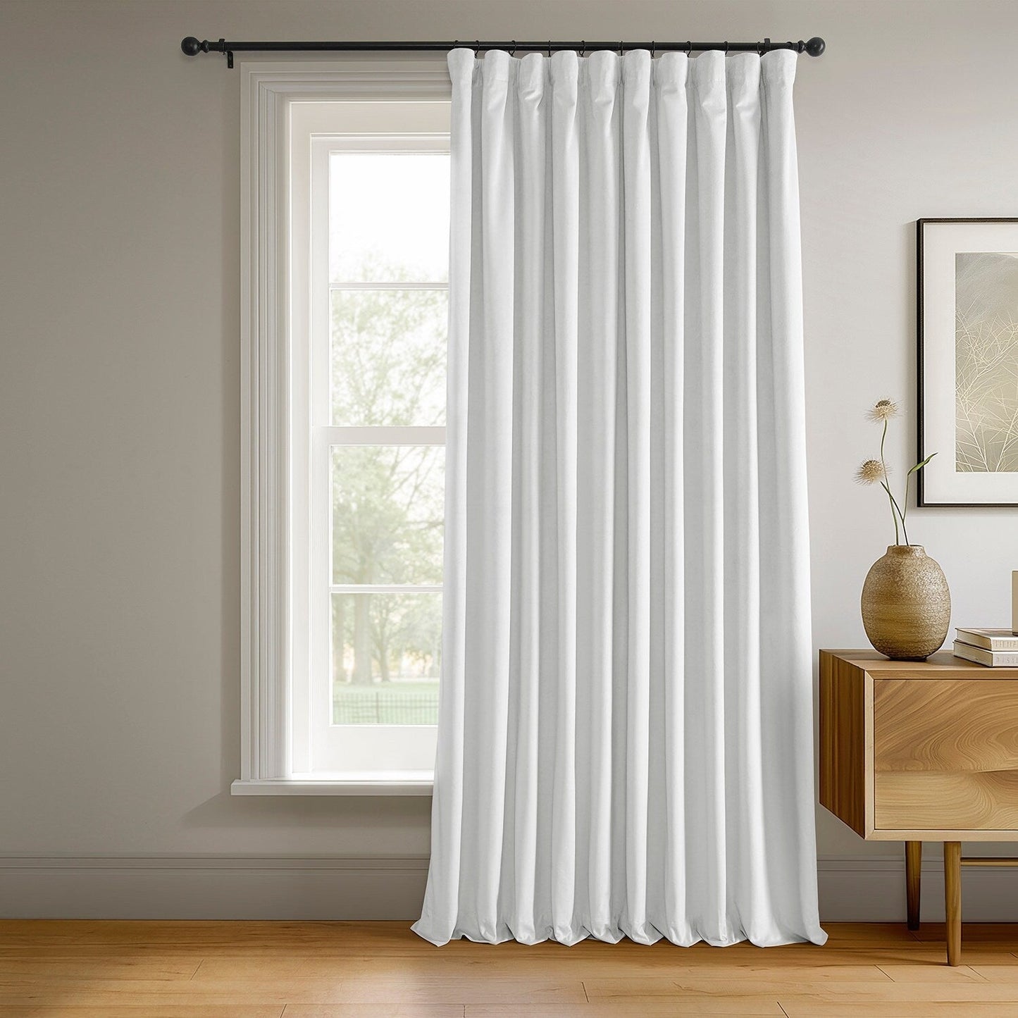 Exclusive Fabrics Signature Extra Wide Blackout Velvet Curtains (1 Panel) - Luxurious Blackout Drapes