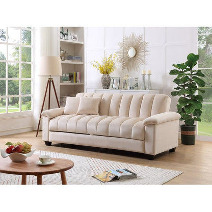 Fabric Upholstered Channel Back Living Room Convertible Sofabed