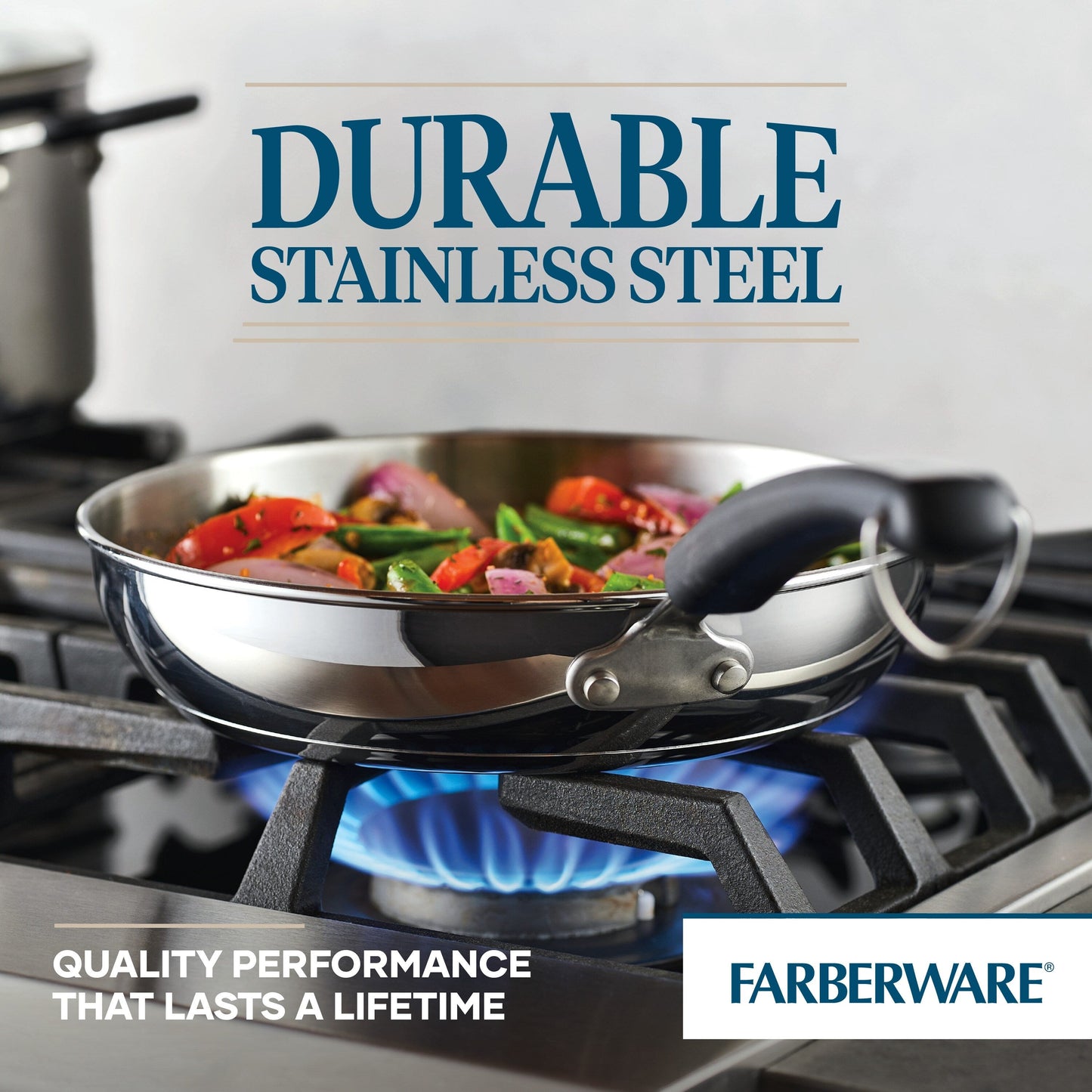 Ensemble de casseroles et poêles en acier inoxydable Brilliance de Farberware, 10 pièces