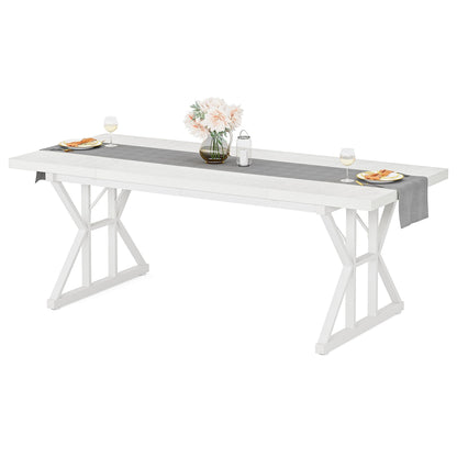 Table de salle à manger de style farmhouse pour 6 personnes, table de cuisine rectangulaire en bois de 70,8 pouces