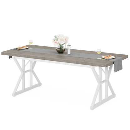 Table de salle à manger de style farmhouse pour 6 personnes, table de cuisine rectangulaire en bois de 70,8 pouces