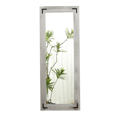 Grand miroir mural en bois à cadre rustique style farmhouse - 65x24