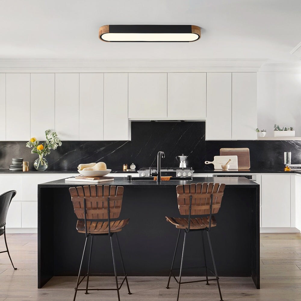 Éclairage encastré LED ovale allongé en bois style farmhouse, à intensité variable - 37 3000k/6000k