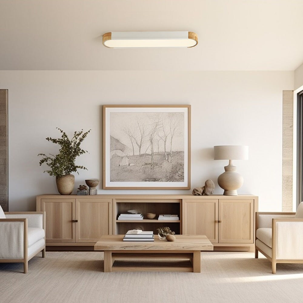 Éclairage encastré LED ovale allongé en bois style farmhouse, à intensité variable - 37 3000k/6000k