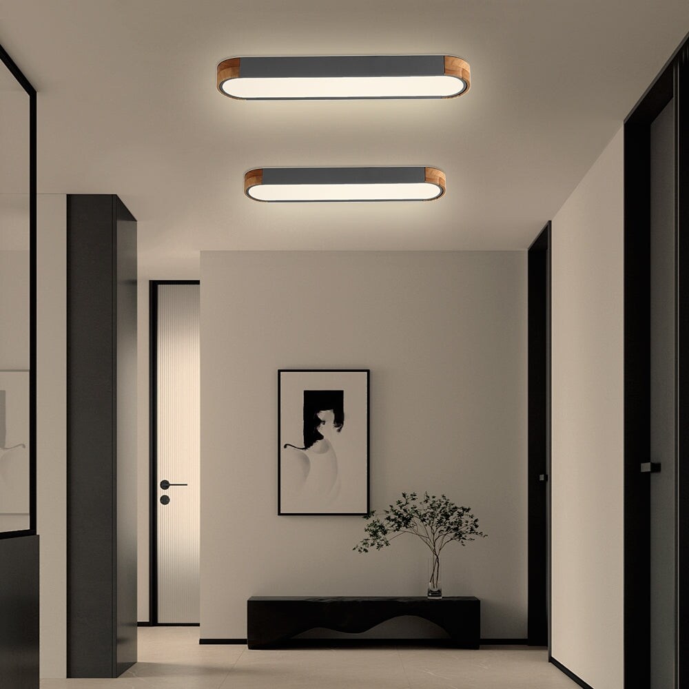 Éclairage encastré LED ovale allongé en bois style farmhouse, à intensité variable - 37 3000k/6000k