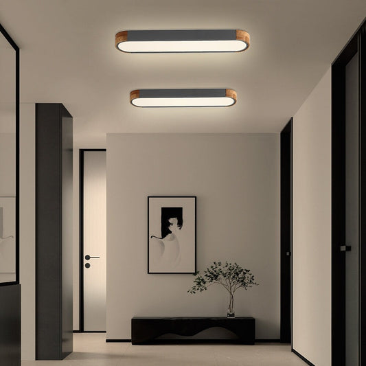 Éclairage encastré LED ovale allongé en bois style farmhouse, à intensité variable - 37 3000k/6000k