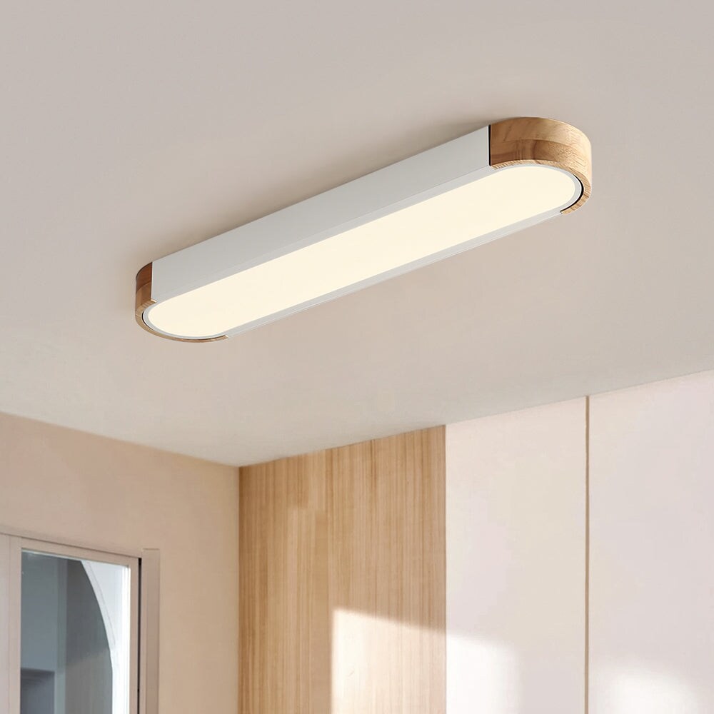 Éclairage encastré LED ovale allongé en bois style farmhouse, à intensité variable - 37 3000k/6000k