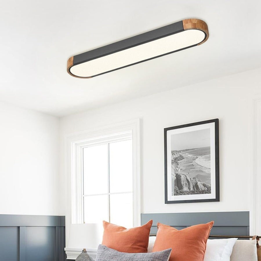 Éclairage encastré LED ovale allongé en bois style farmhouse, à intensité variable - 37 3000k/6000k