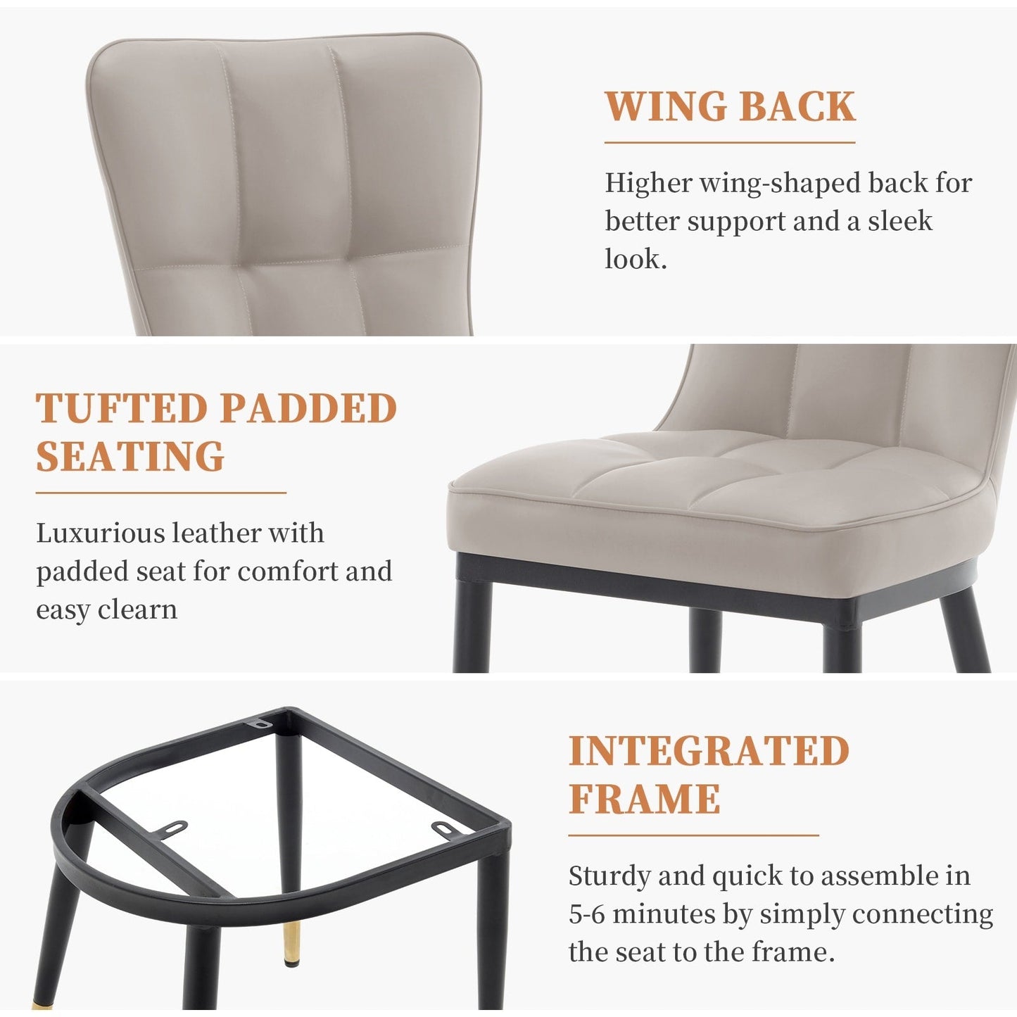 Lot de 2/4 chaises de salle à manger recouvertes de simili cuir