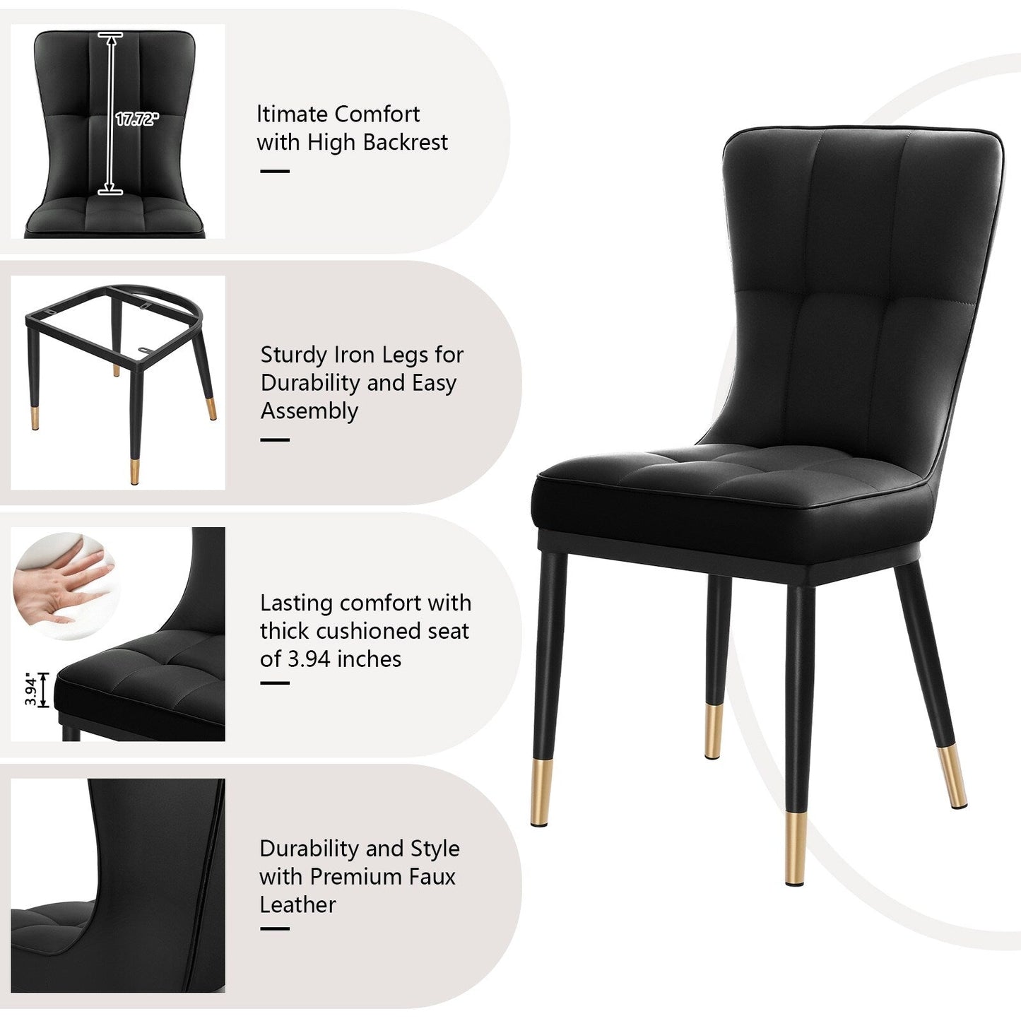 Lot de 2/4 chaises de salle à manger recouvertes de simili cuir