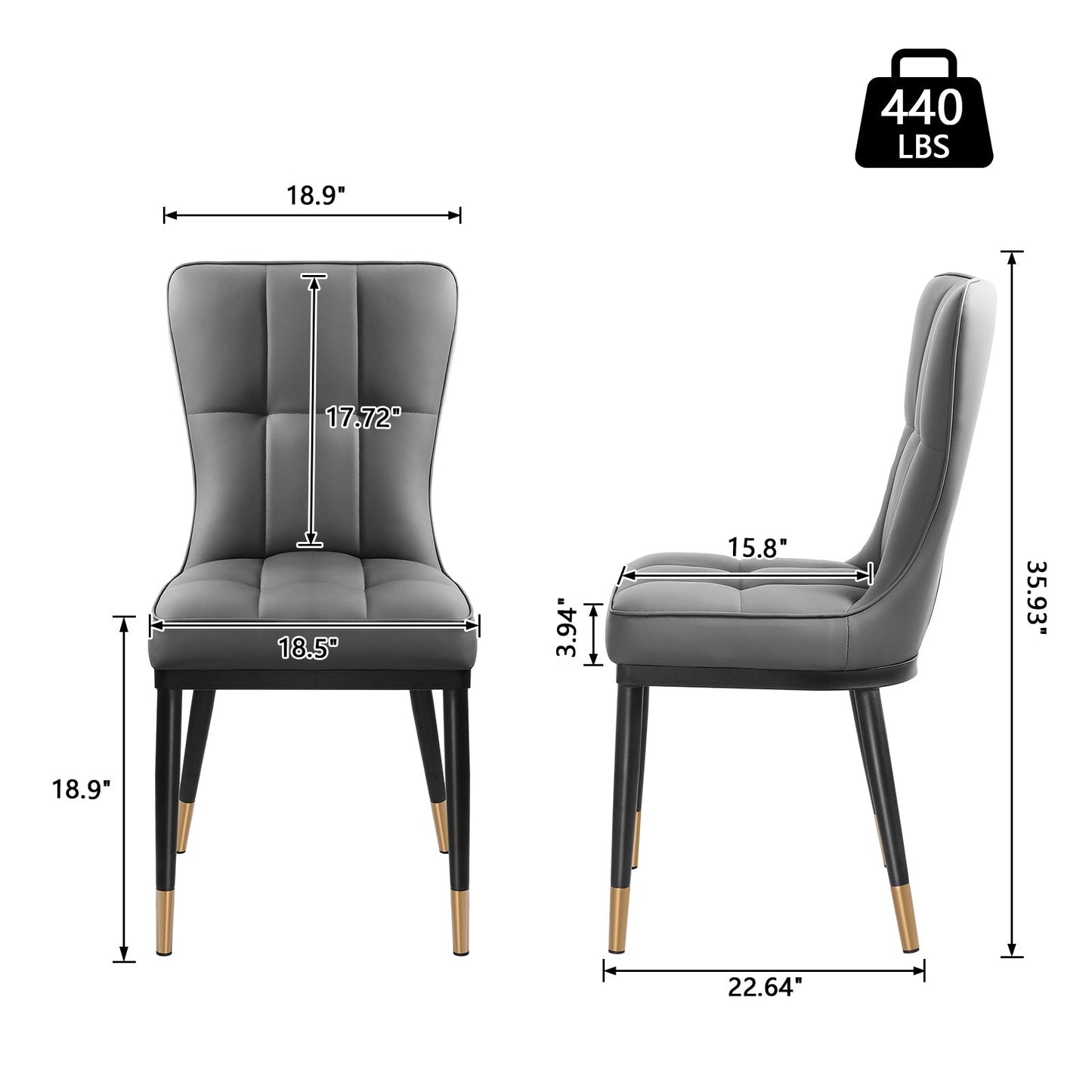 Lot de 2/4 chaises de salle à manger recouvertes de simili cuir