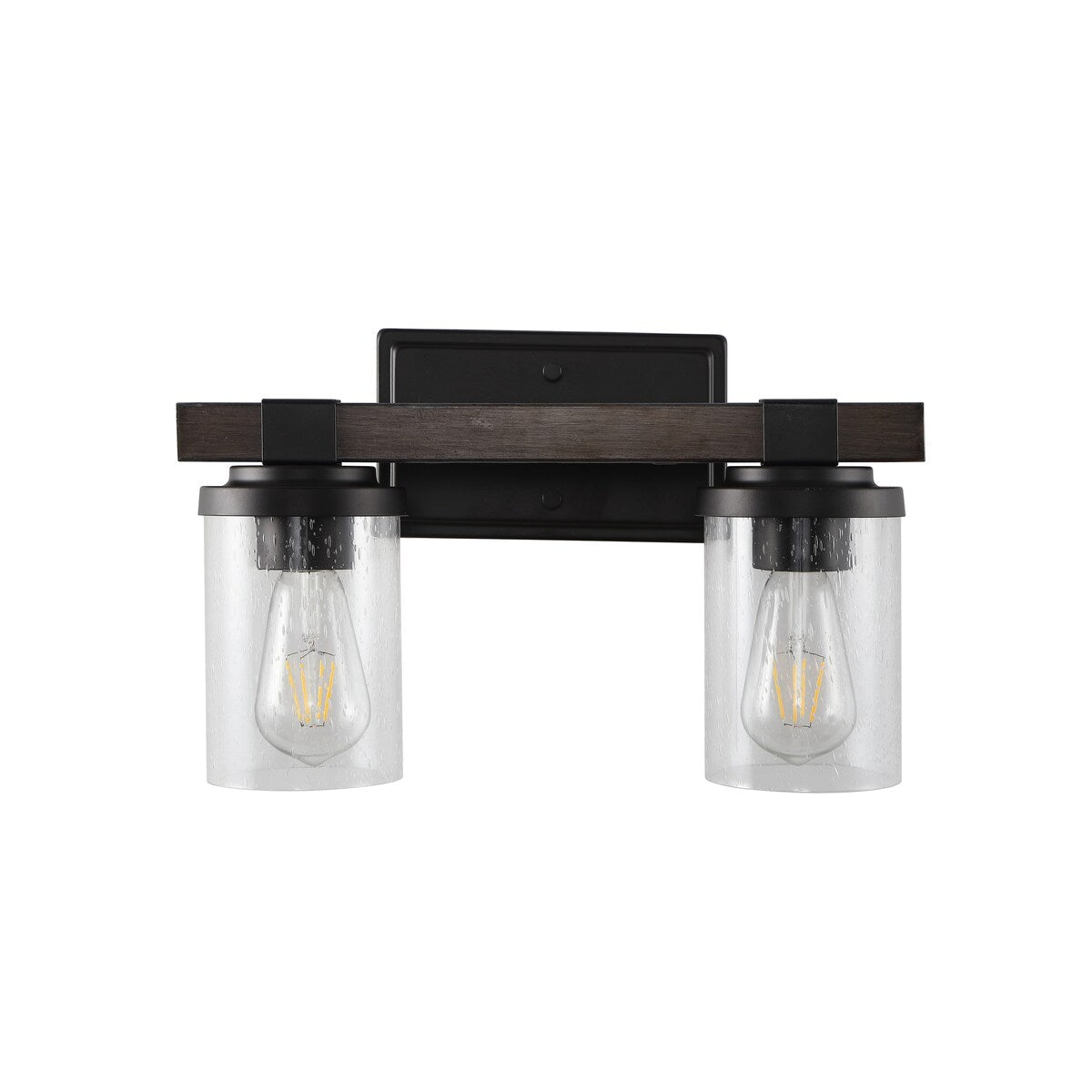 Ferme Iron/Seeded Glass Rustic Farmhouse LED Vanity Light, by JONATHAN Y