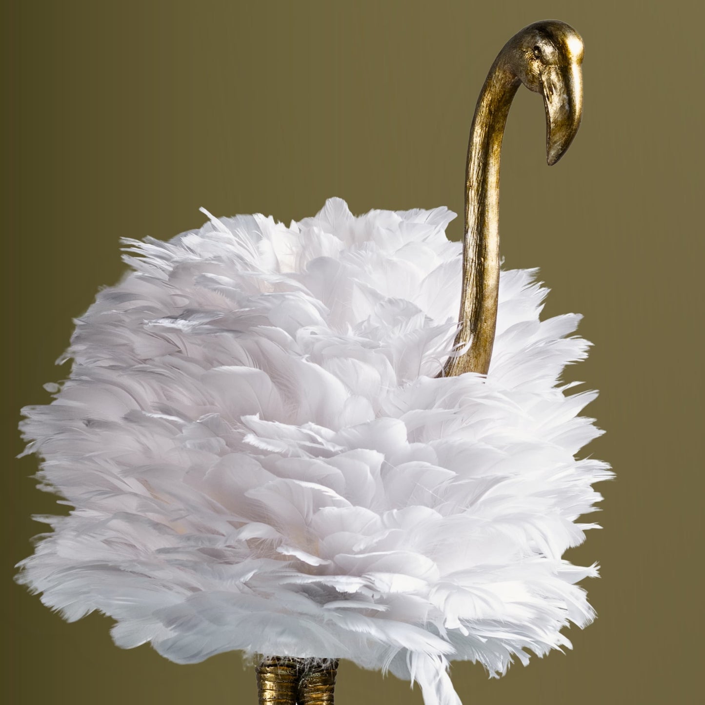 Lampe de table Flamant rose - Blanc et Or - 30,5 H - 30H x 19L x 14P