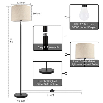 Floor Lamps for Living Room with Remote Control and 4 Color Temperatures Pole Lamps - N/A