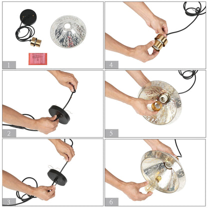 Suspension d'éclairage moderne Flyn à 1 lumière en verre mercure pour îlot de cuisine