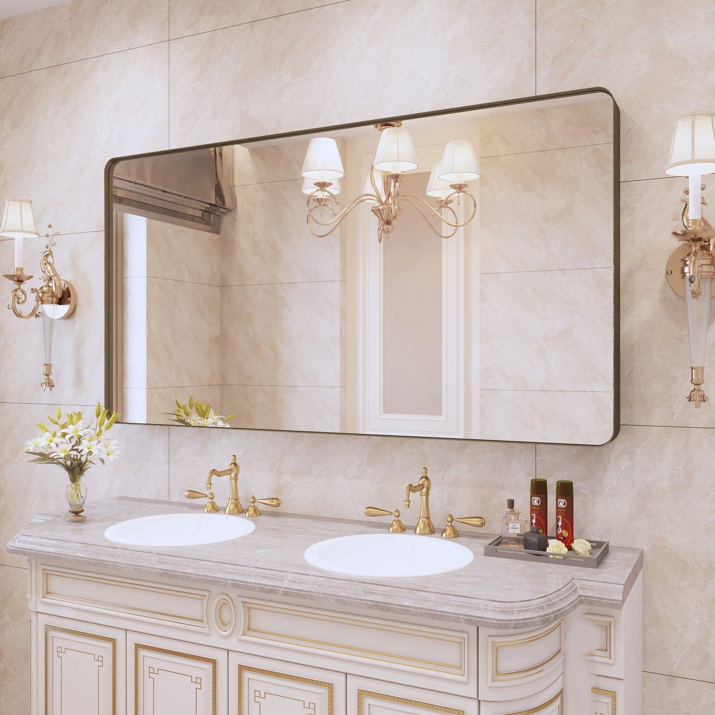 Framed Wall Mounted Bathroom Vanity Mirror