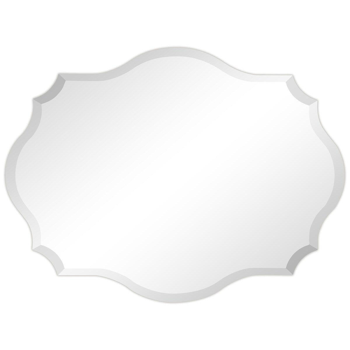 Miroir mural rectangulaire sans cadre, biseauté, élégant et à bords festonnés