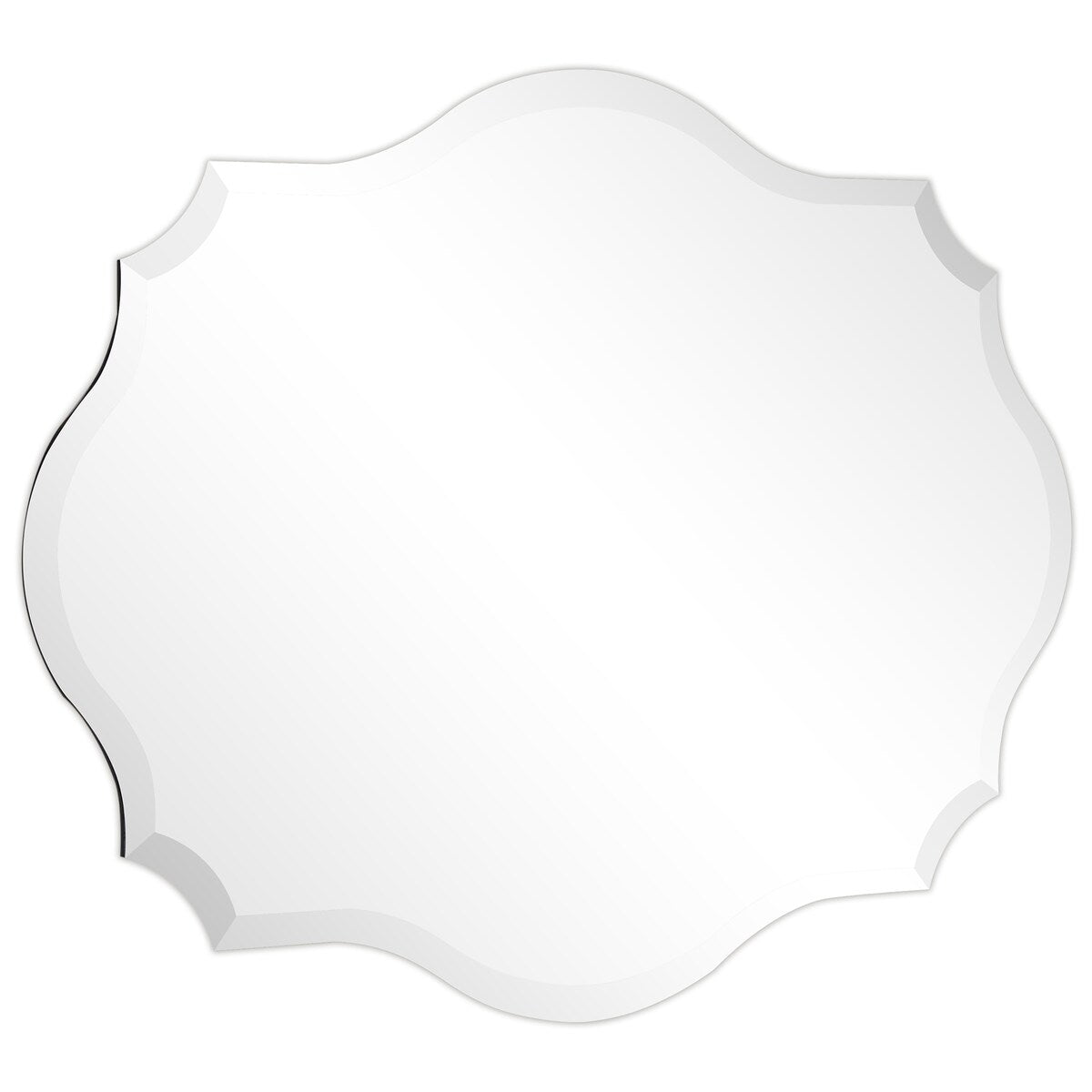 Miroir mural rectangulaire sans cadre, biseauté, élégant et à bords festonnés