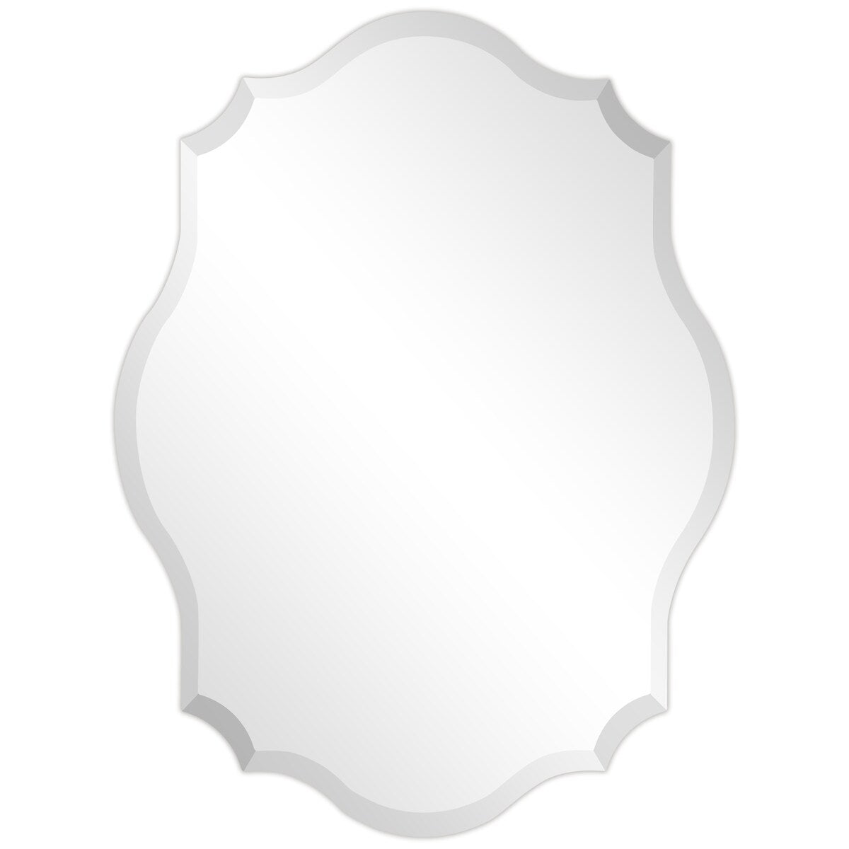 Miroir mural rectangulaire sans cadre, biseauté, élégant et à bords festonnés