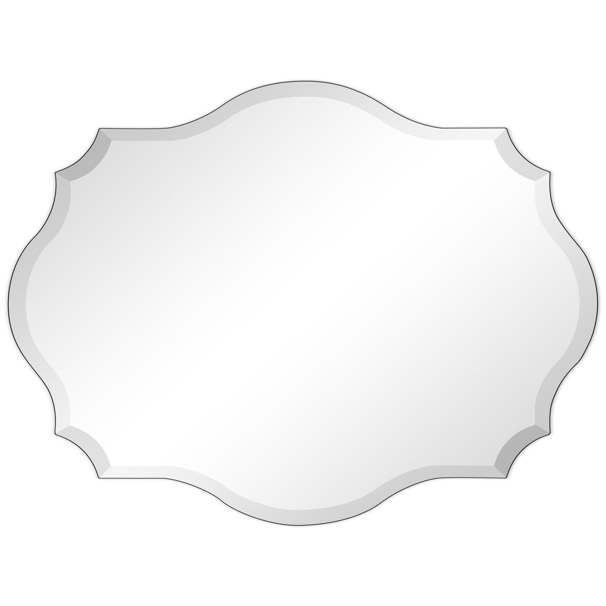 Miroir mural rectangulaire sans cadre, biseauté, élégant et à bords festonnés