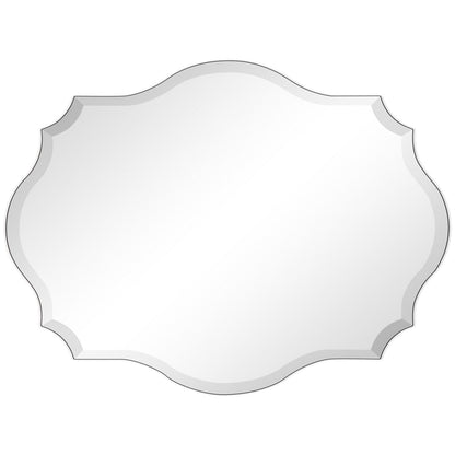 Miroir mural rectangulaire sans cadre, biseauté, élégant et à bords festonnés