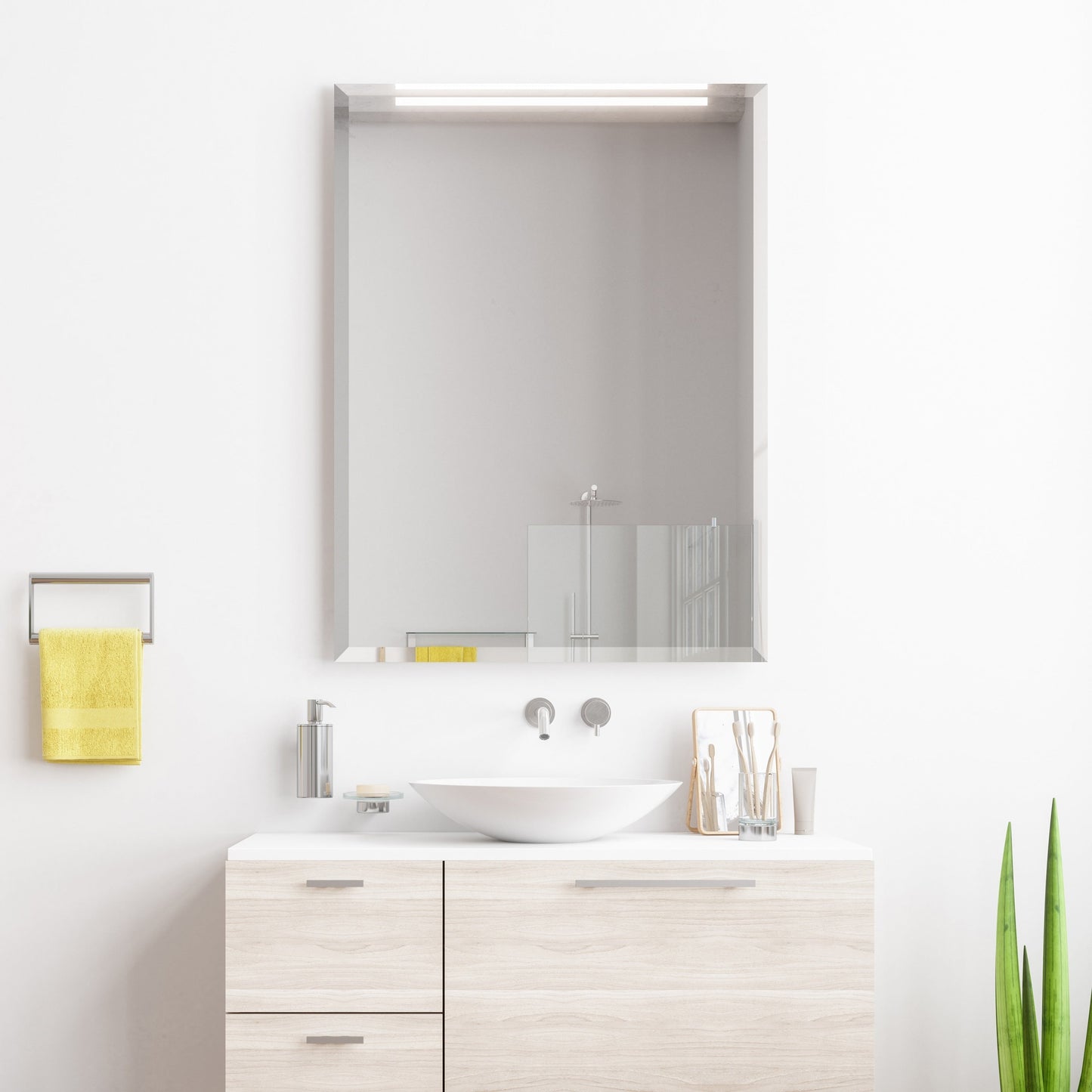 Frameless Beveled Prism Wall Mirror-Square/Rectangluar - Clear