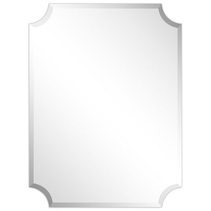 Miroir mural rectangulaire sans cadre, à bords évasés et biseautés, pour salle de bain, meuble-lavabo, chambre à coucher, avec un biseau sur le bord - Transparent