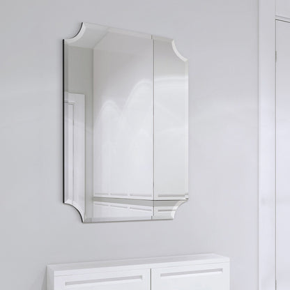 Miroir mural rectangulaire sans cadre, à bords évasés et biseautés, pour salle de bain, meuble-lavabo, chambre à coucher, avec un biseau sur le bord - Transparent